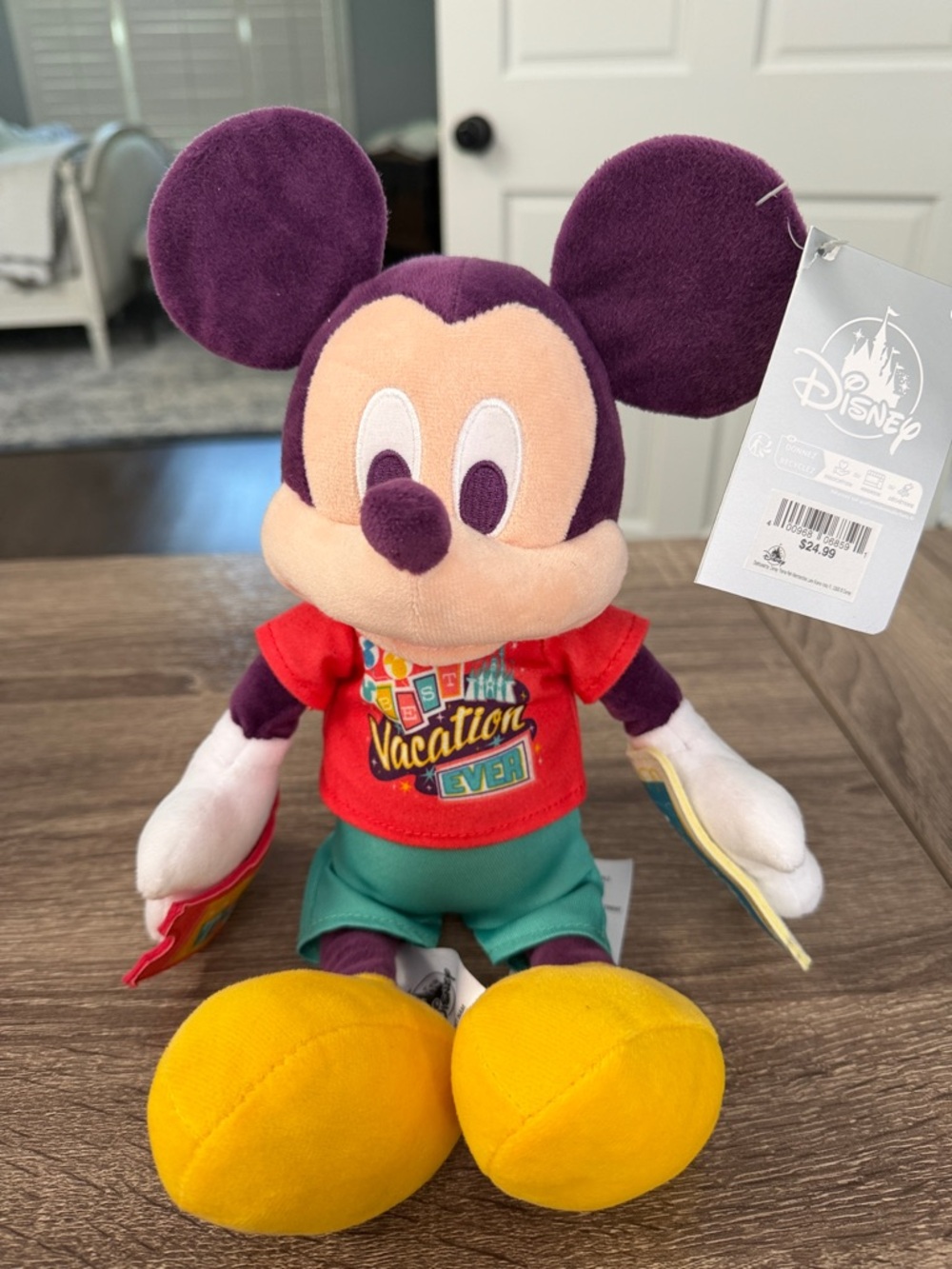 Disney Mickey Mouse Plush in Purple with Yellow Shoes and Red Shirt